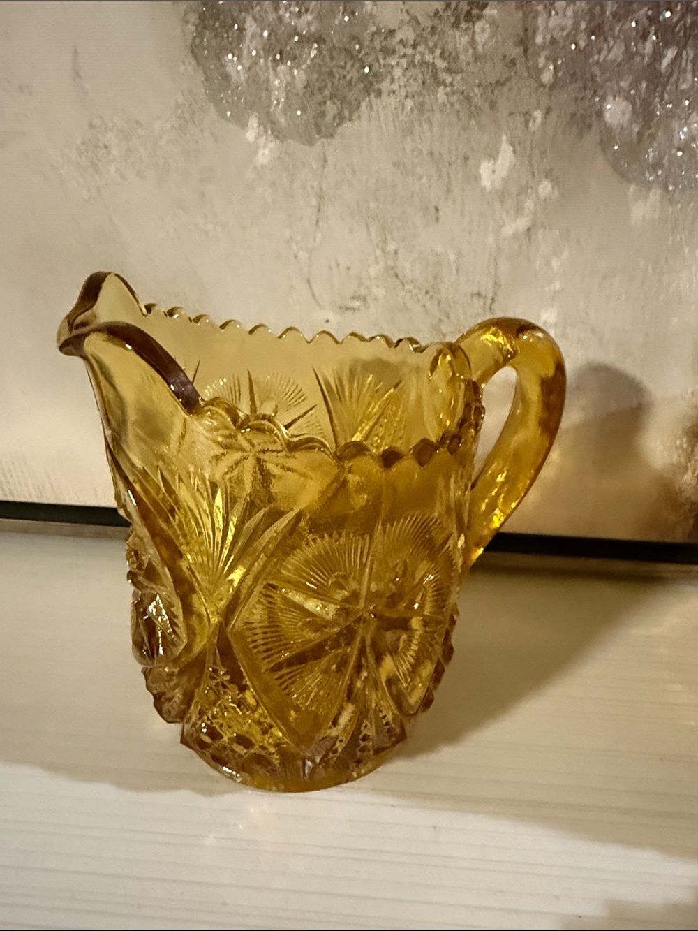 vintage amber glassware includes a creamer, bowl with a lid, and a serving dish - Picture 2 of 7